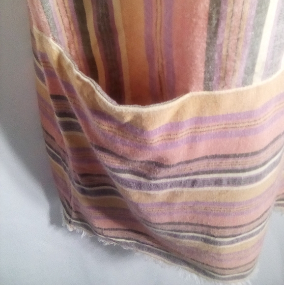 DREW Pink Orange Stripe Asymmetrical Linen Mini Dress Size Medium - Picture 2 of 7